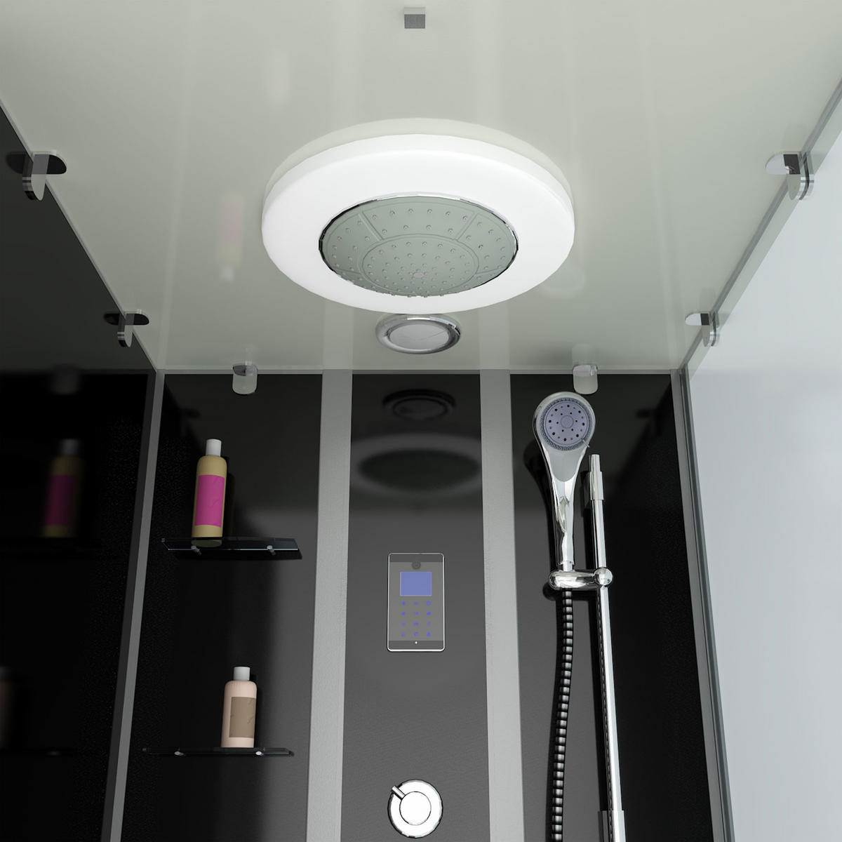 WHIRLPOOL Dusche Kombination K05-L31-WP-EC 180x90 cm - Schwarz, Glas/Kunststoff (90/225/180cm) - AcquaVapore by Sandra Jentho