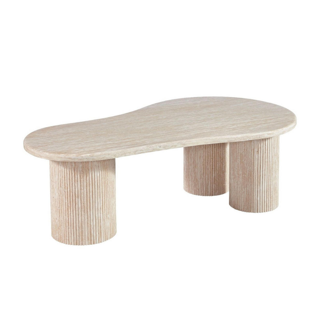 COUCHTISCH Lucano mit massiver Travertin Tischplatte und Tischbeinen in Säulenstil 140cm - Beige, Stein (80/140/45cm) - alesvelt