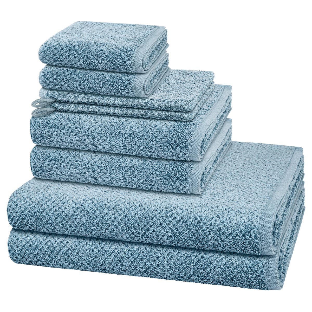 FROTTIERSET Pure 8-teilig - Blau, Textil (50/100cm) - Cawö