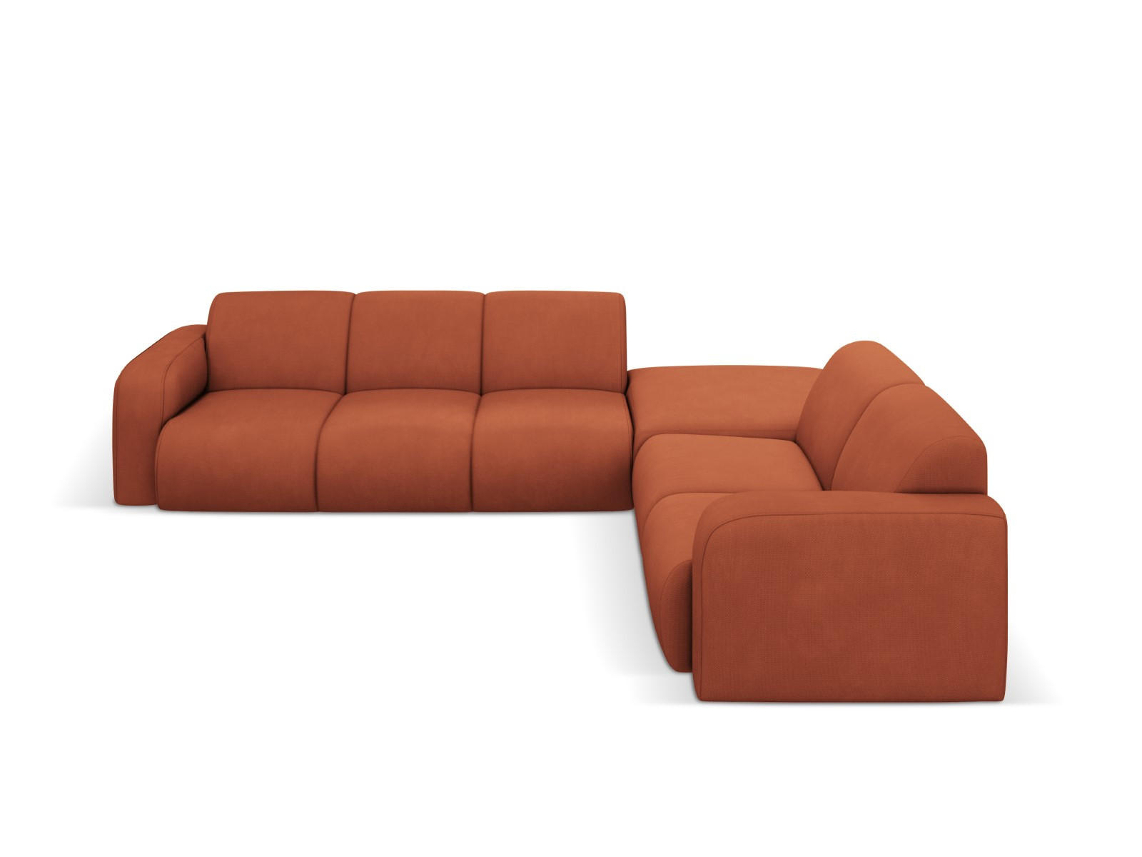 ECKSOFA rechts Molino aus strukturiertem Stoff orange 6 Sitzplätze - Orange, Textil (250/315cm) - Micadoni