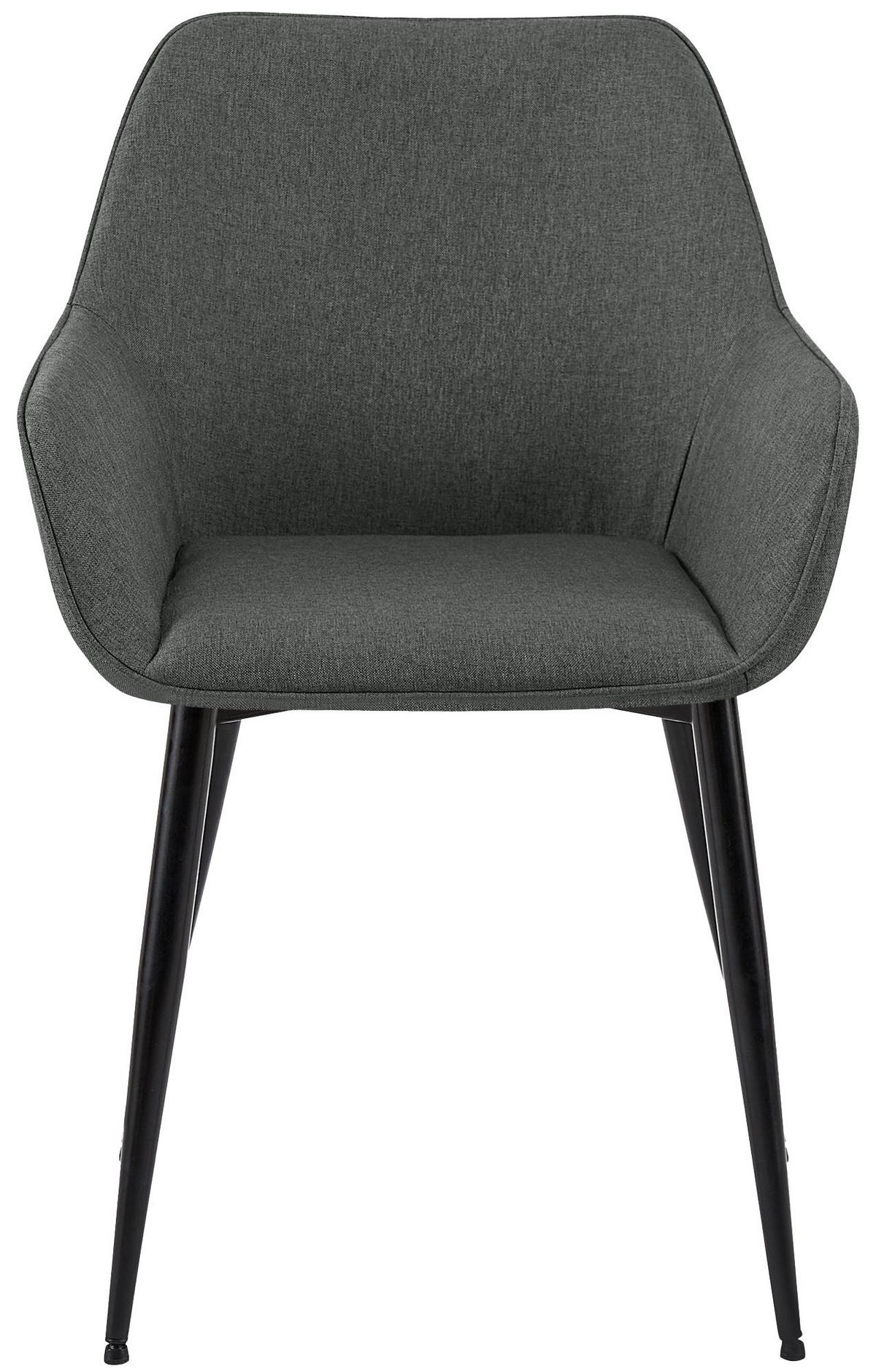 ARMLEHNENSTUHL 2er Set Stoff Dunkelgrau - Dunkelgrau/Schwarz, Textil/Metall (52/82/63cm) - CLP