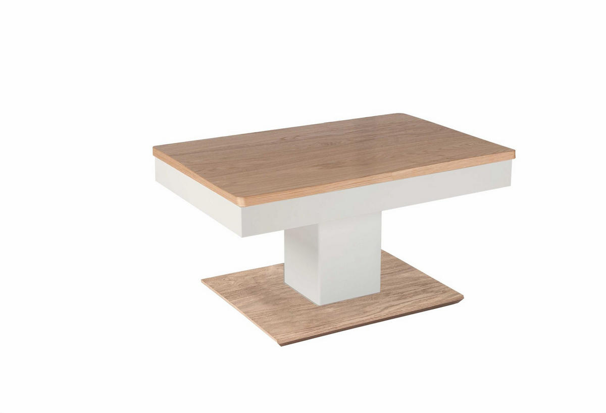 COUCHTISCH höhenverstellbar Cin 90x44x60 Furnier Weiß/Wildeiche Bianco - Wildeiche/Weiß, Holzwerkstoff (90/60/60cm) - 58aufmkessel