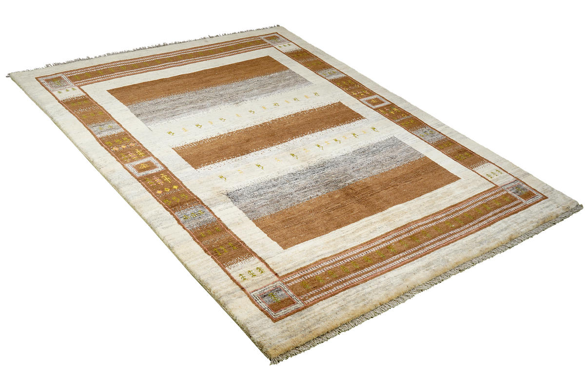 TEPPICH Rizbaf Braun 240/174 cm Schurwolle - Braun, Textil (174/240cm) - Looma