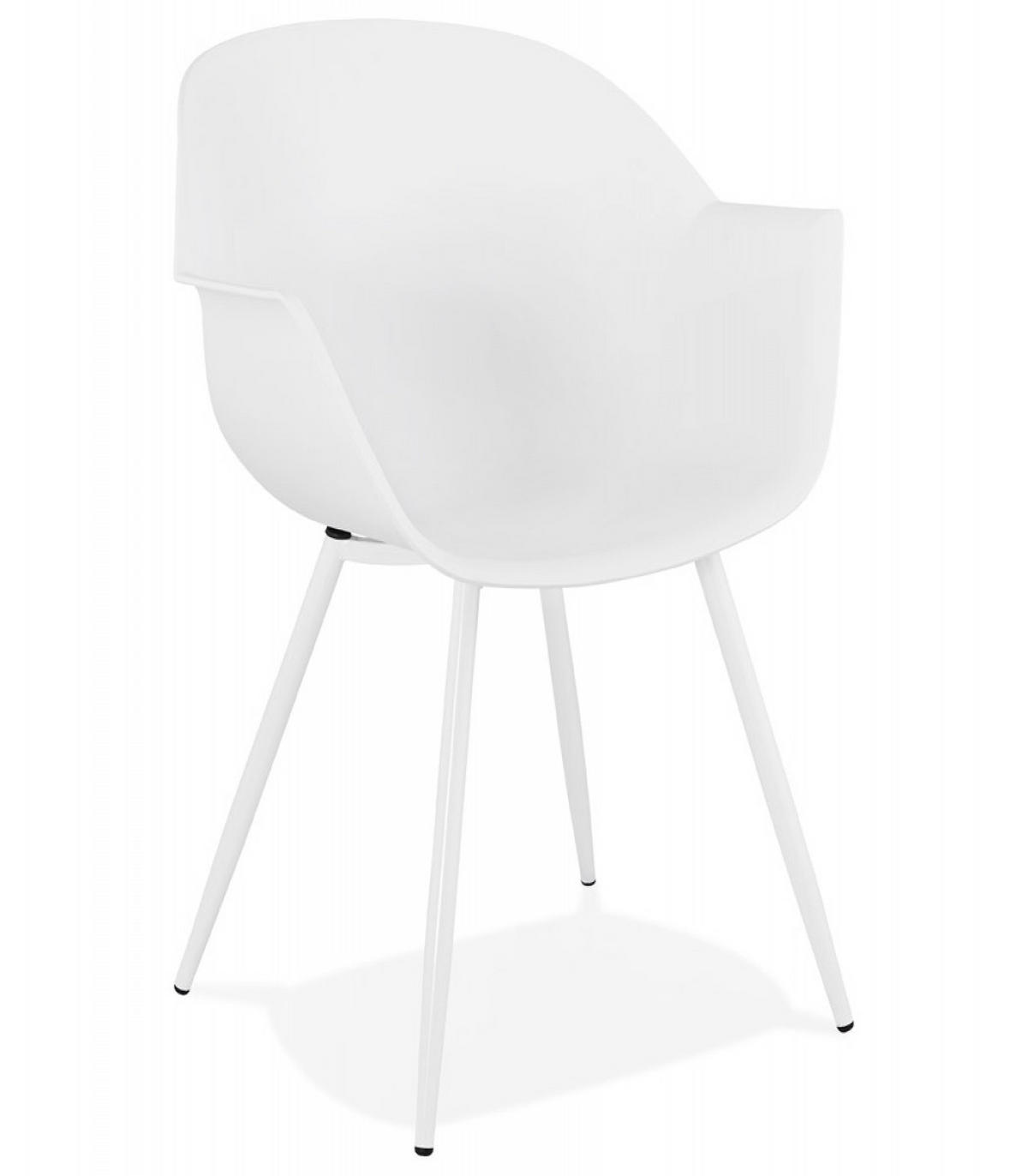 ESSZIMMERSTUHL KELLY Kunststoffschale mit Armlehnen und Metallbeinen, Weiß 60x60x85 cm - Weiß, Kunststoff/Metall (60/85/60cm) - KADIMA DESIGN