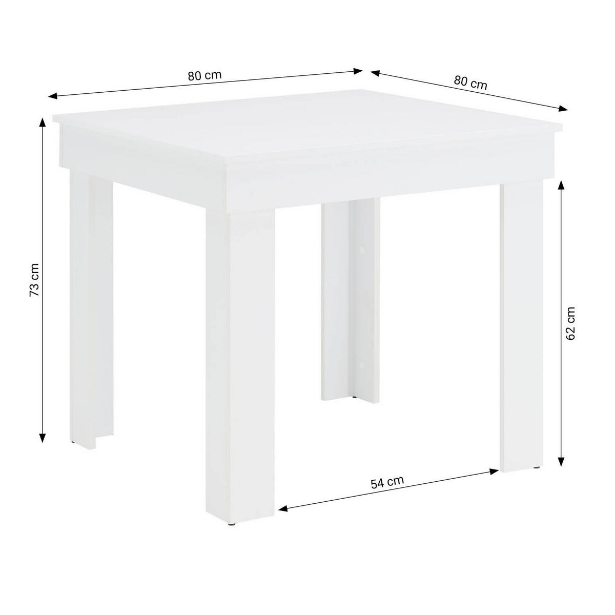 ESSTISCH in weiß 80/80/73 cm Holz - Weiß, Holz (80/80/73cm) - Homestyle4u