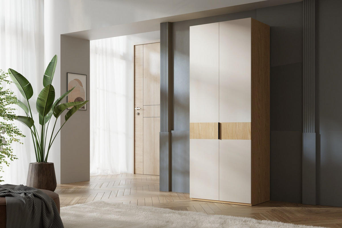 KLEIDERSCHRANK SUN 90/237/60 cm in Frühlingseiche/Macadamia - Eichefarben, Holzwerkstoff (90/237/60cm) - Deine Möbel 24