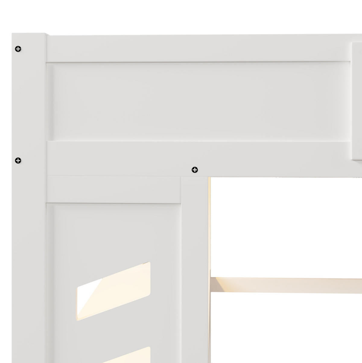 HOCHBETT 140/200 cm mit Schreibtisch und LED-Beleuchtung in Weiß mit Matratze - Weiß, Holzwerkstoff (140/200cm) - OKWISH