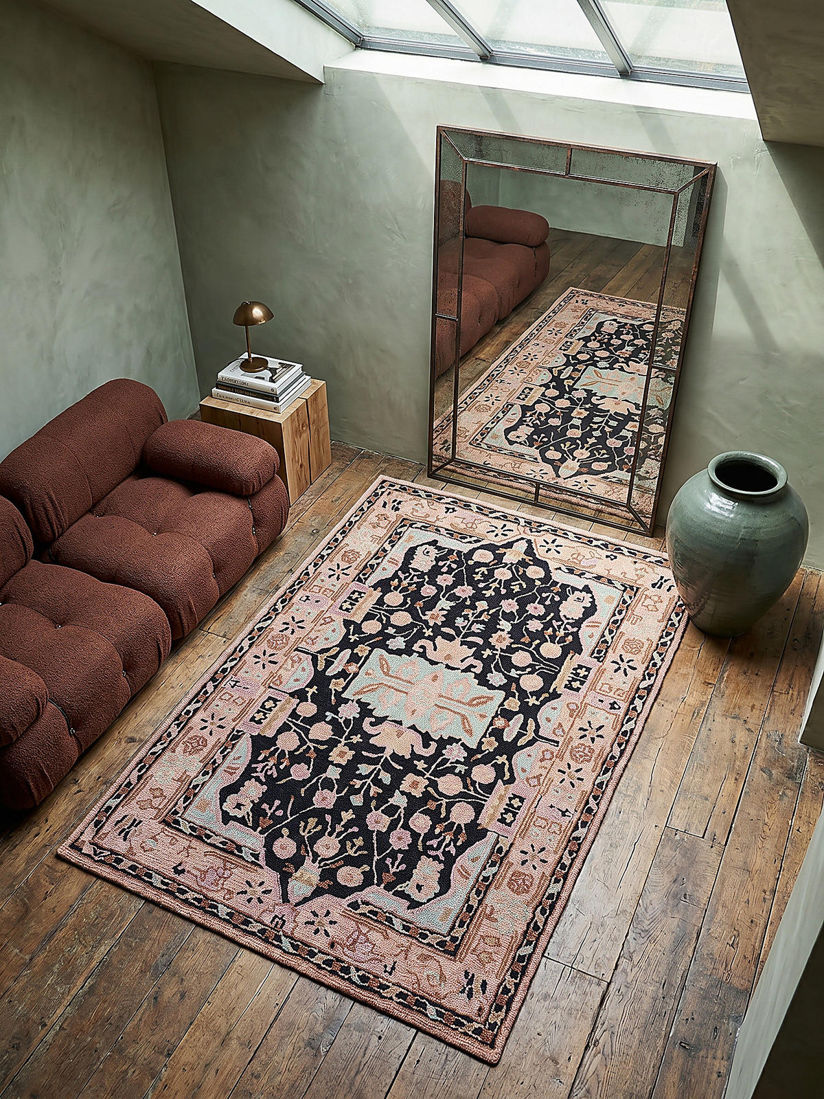 WOLLTEPPICH Orient Traditionelles Blumenmuster, Wohnzimmer Rosa-Schwarz Rechteckig 160x230 - Rosa, Textil (230/160cm) - KADIMA DESIGN