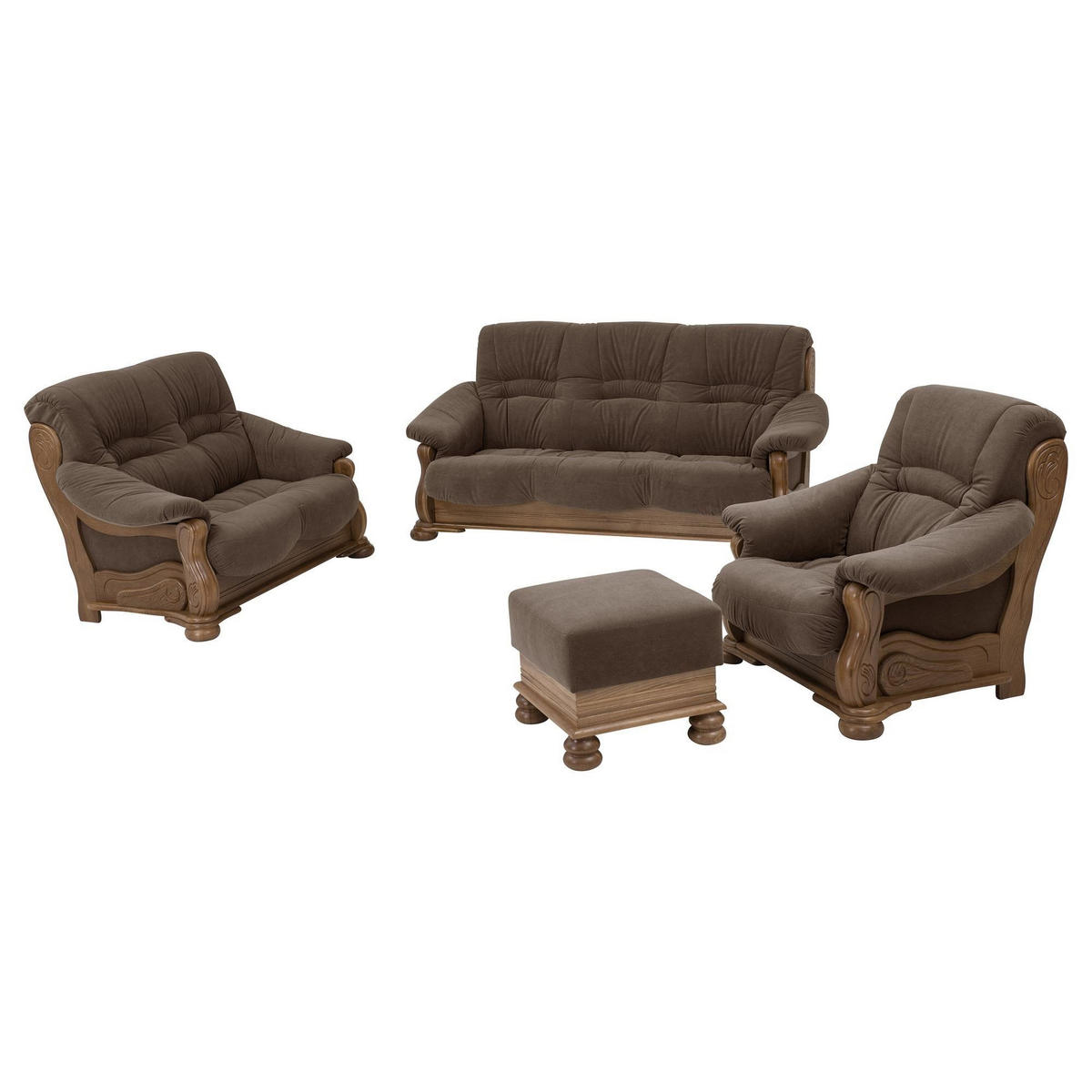 HOCKER Katlin Bezug Flockstoff Eiche rustikal P43 / braun - Braun, Kunststoff (53/45/53cm) - 58aufmkessel