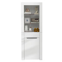 VITRINE 60/35,5/165 cm in Weiß Hochglanz mit LED-Beleuchtung - Weiß, Holzwerkstoff (60/165/35.5cm) - Flora Grace