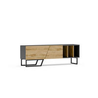 TV-ELEMENT Linossa Schwarz Braun - Eichefarben/Schwarz, Holzwerkstoff (150/50.5/35cm) - Decorotika