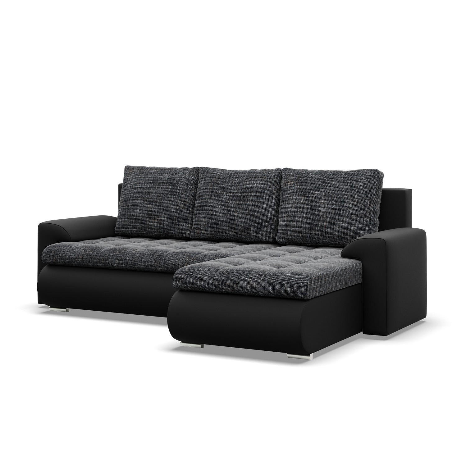 ECKSOFA RECHTS MIT SCHLAFFUNKTION FORESTA, Schwarz + Schwarz - Schwarz, Textil (230/159cm) - Mebligo