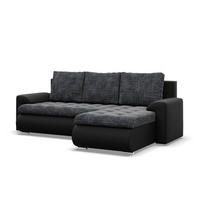 ECKSOFA RECHTS MIT SCHLAFFUNKTION FORESTA, Schwarz + Schwarz - Schwarz, Textil (230/159cm) - Mebligo