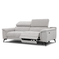 RELAXSOFA FIERO 3-Sitzer mit 1 Relaxfunktion, hellgrau - Hellgrau/Schwarz, Holzwerkstoff/Textil (212/82/103cm) - Courtois Laville