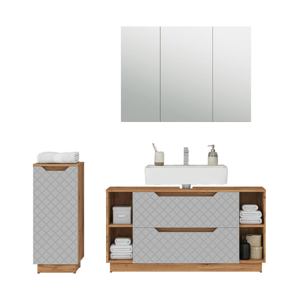Vicco Badmöbel-Set Lotta | Grau | 119.2/62.5/35 cm