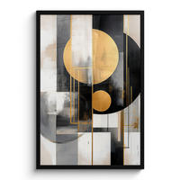 ZARÁMOVANÝ PLAGÁT Abstraktné - Zlato - Striebro - Tvary - Estetické - Moderné 60x90 cm - zlatá, papier (60/90cm) - MuchoWow
