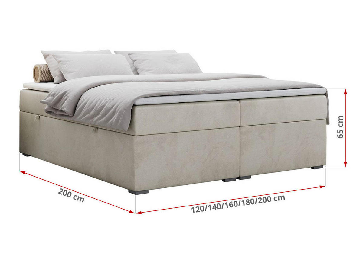 BOXBETT BESS 120/200 Beige Velvet - H3 - Beige, Holz/Textil (120/200cm) - MKS