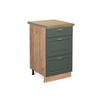 KÜCHENUNTERSCHRANK Fame-Line Grün-Gold Landhaus 50 cm, AP Eiche - Honigeiche/Eiche Wotan, Holzwerkstoff (50/82/60cm) - Vicco