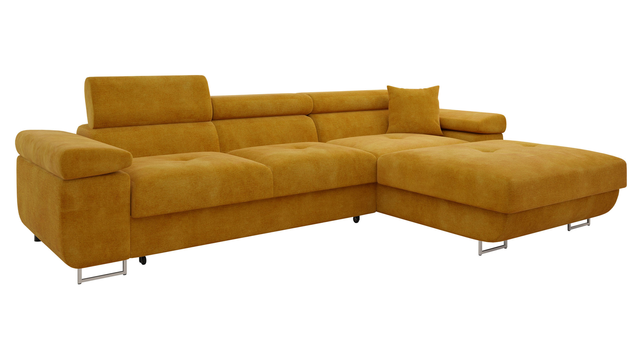 ECKSOFA Torezio Mini, Seite: Rechts - Currygelb, Holz/Textil (280/170cm) - MIRJAN24