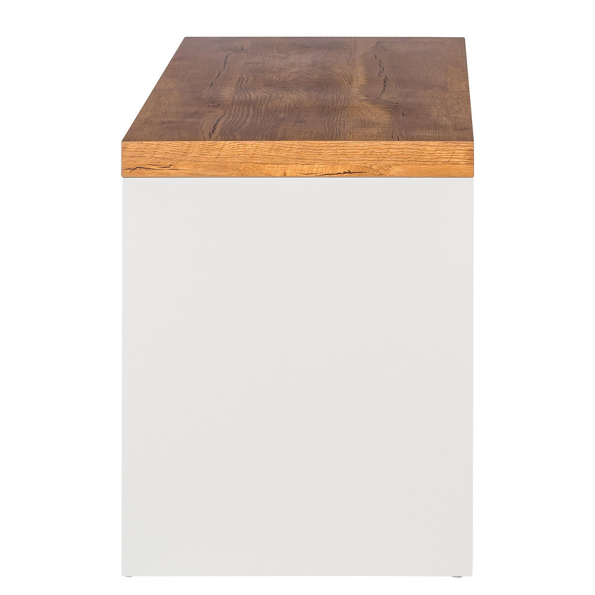 GARDEROBENBANK - Eichefarben/Weiß, Holzwerkstoff (91/48/38cm) - home24