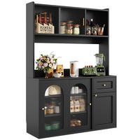 HIGHBOARD schwarz aus MDF/Spanplatte mit Glastüren und LED-App-Steuerung, 120/35/167 cm, Schwarz - Schwarz, Holzwerkstoff (120/167/35cm) - Redom