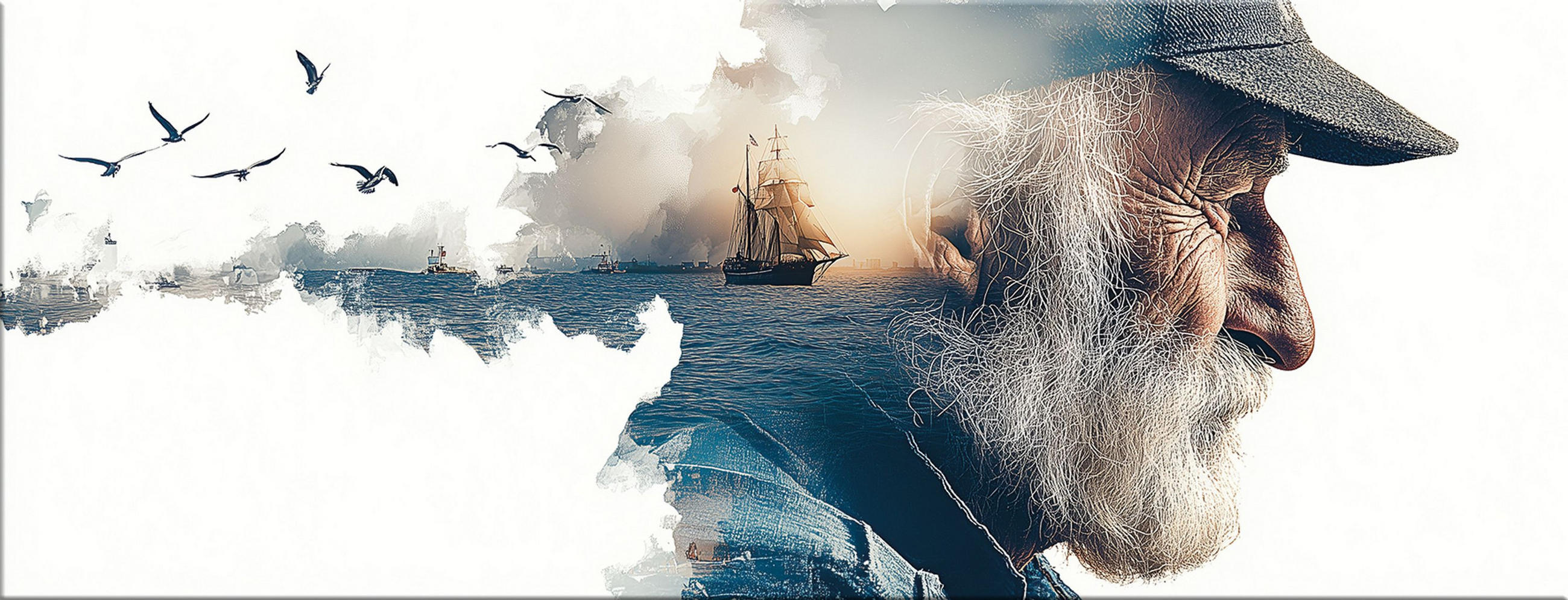 GLASBILD 80x30 cm Seemann maritim - Blau, Glas (80/30cm) - artissimo