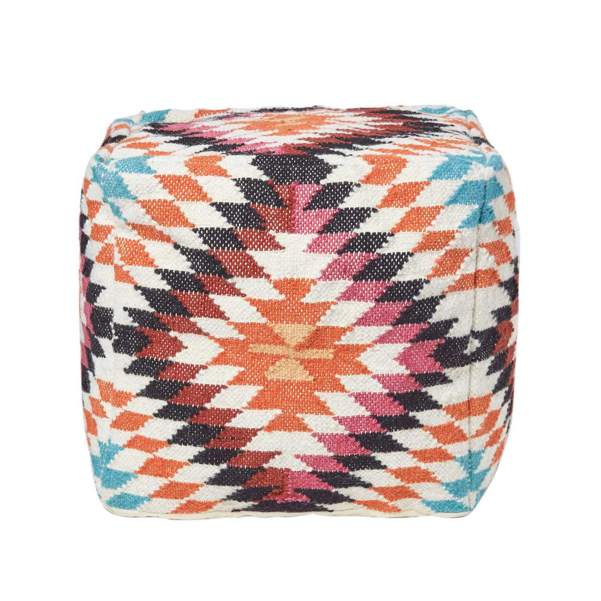 KELIM-POUF Manila mit Ethno-Muster, 43/43/43 cm - Multicolor, Textil (43/43/43cm) - Homescapes