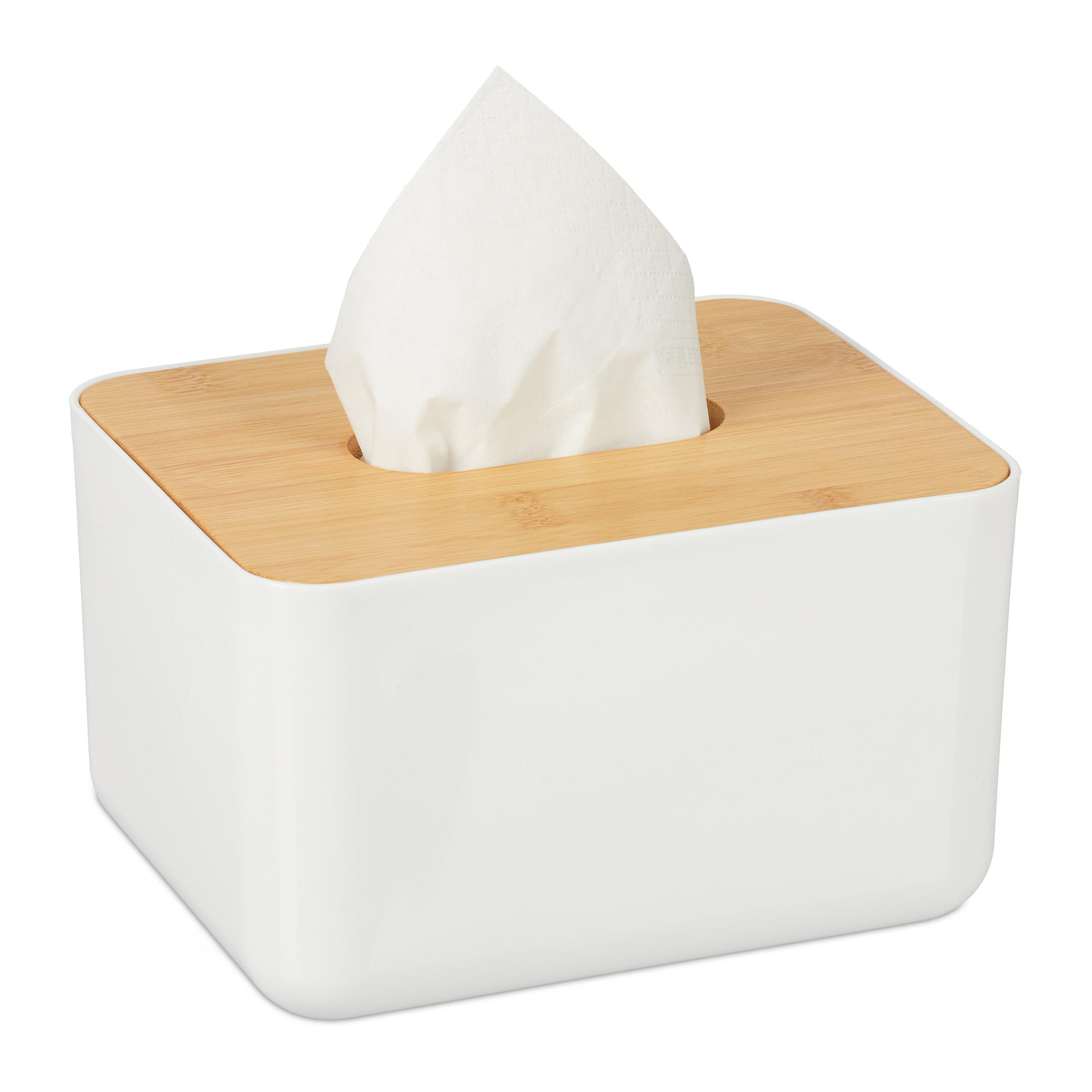 CUTIE Alb natural plastic capac din bambus