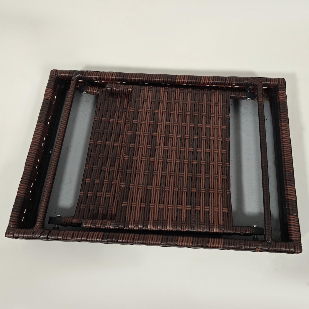 BEISTELLTISCH 60/41/41 cm braun aus Rattan klappbar - Braun, Kunststoff (60/41/41cm) - OKWISH