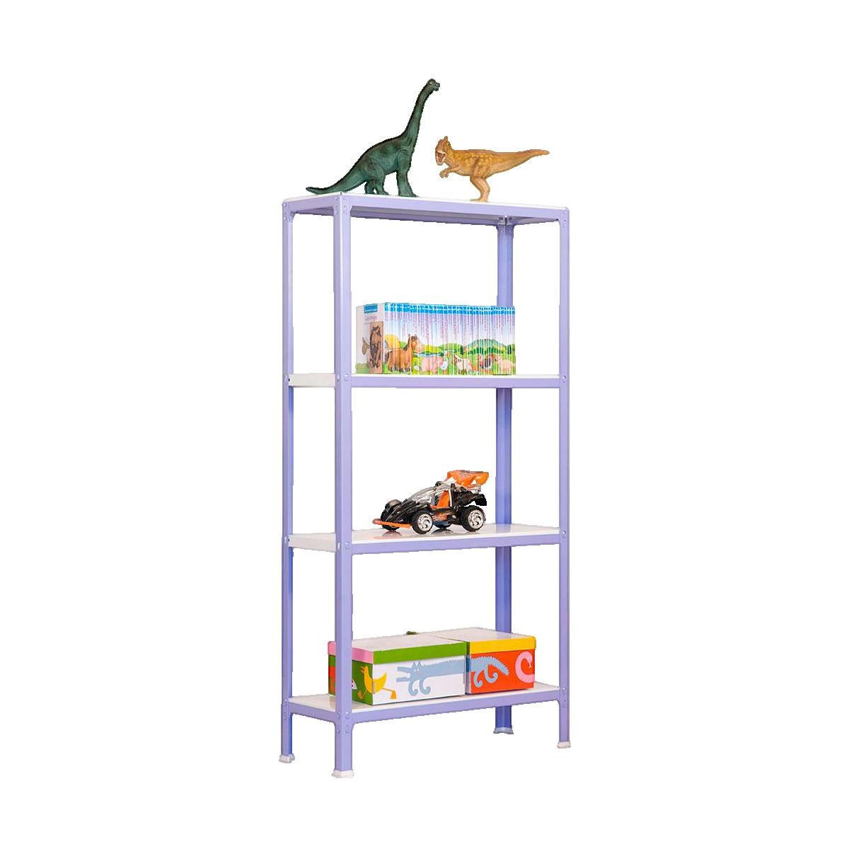 WOHNREGAL LIVING KOALA METAL mit 4 Fachböden | HxBxT 160x80x40cm | Fachlast 150kg | Lila/Weiß - Violett, Metall (80/160/40cm) - PROREGAL