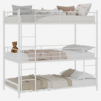 ETAGENBETT Dreifach Metall Weiß - Weiß, Holz (90/190cm) - Meubliv