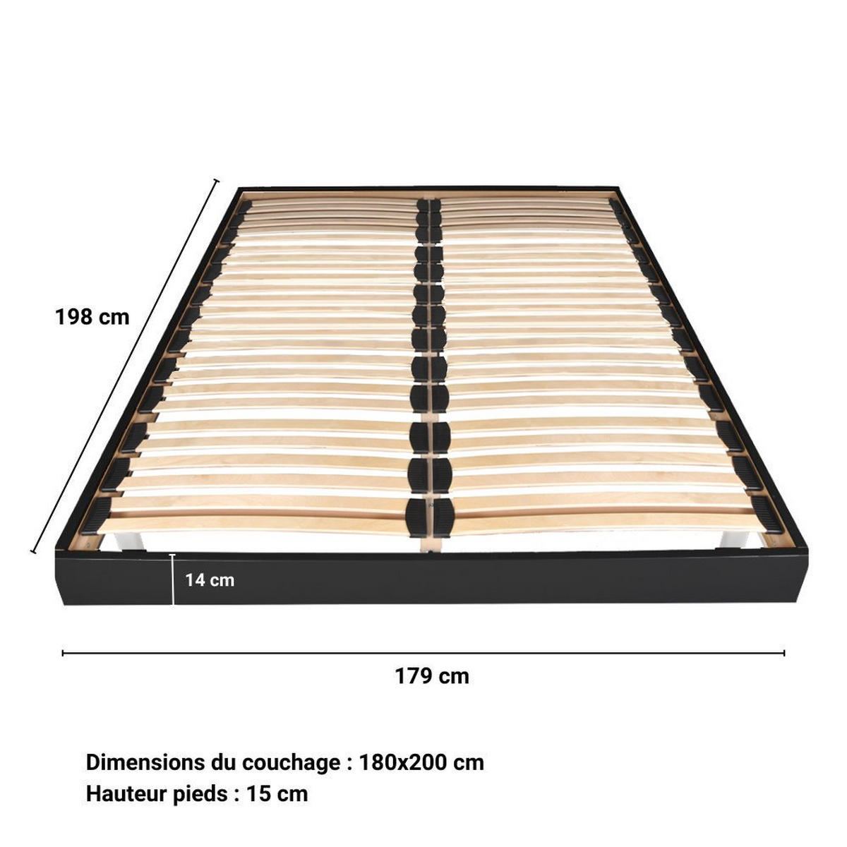 BETTRAHMEN SOMKIT mit Einlegerahmen/ 180x200, Schwarz - Schwarz, Holzwerkstoff (180/200cm) - Weber Industries