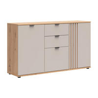 KOMODA Ezra Kašmír a drevo - béžová, kompozitné drevo (150.5/87/40cm) - Petits-meubles