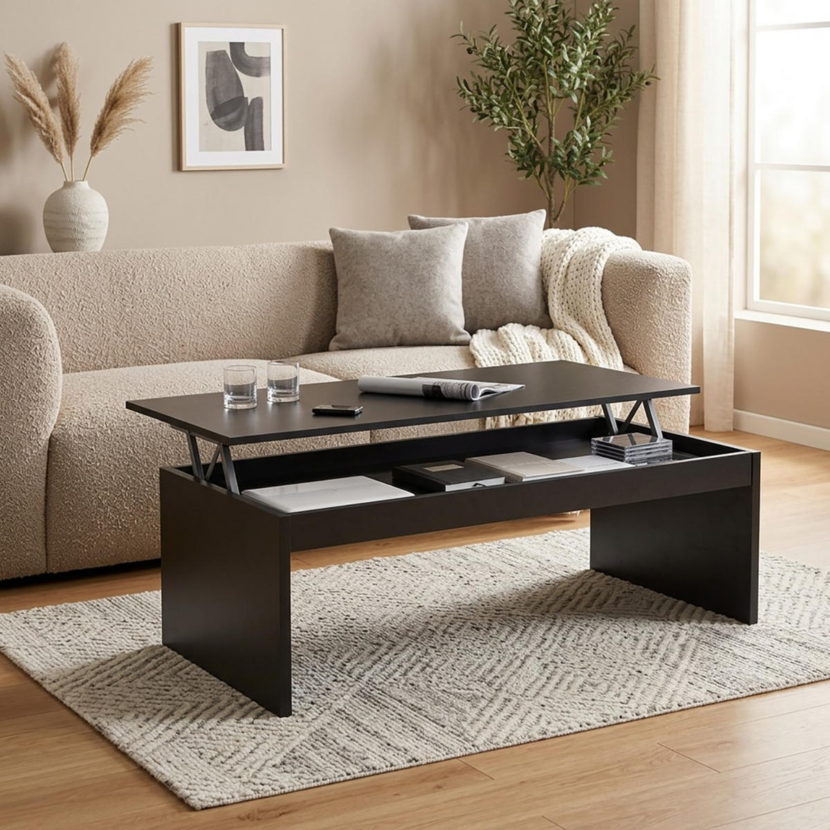 COUCHTISCH Klapptisch DARWIN 100x50cm / Schwarz - Schwarz, Holzwerkstoff (100/50/43cm) - Weber Industries