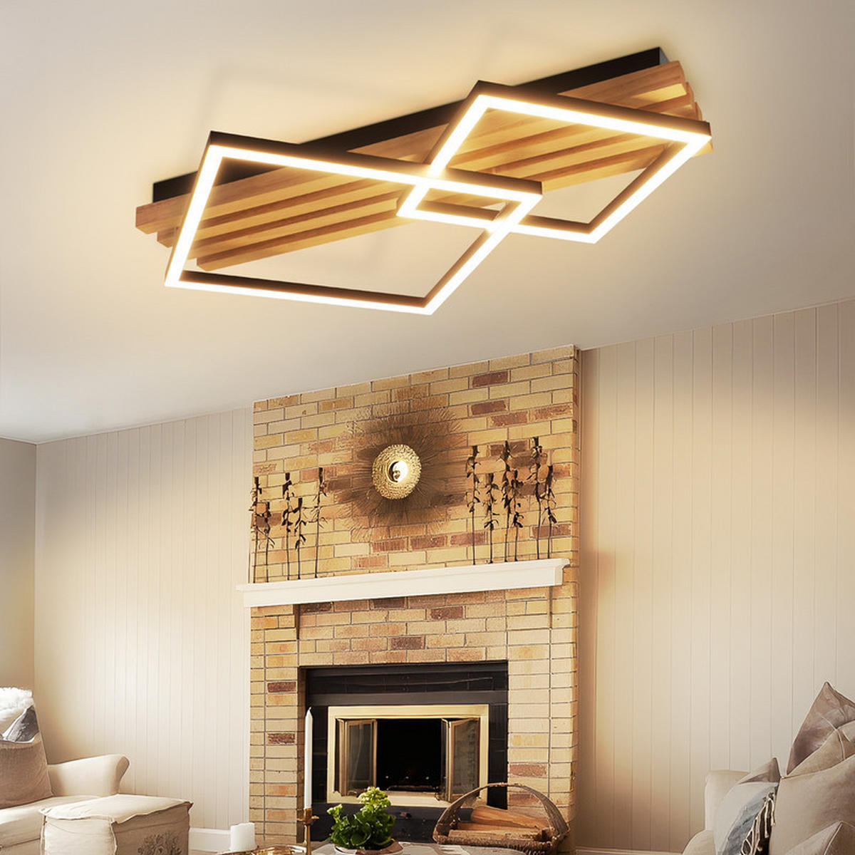 LED-DECKENLEUCHTE Eleganz II 8.8/56.6/41.6cm - Eschefarben, Holz (8.8/56.6/41.6cm) - Nettlife