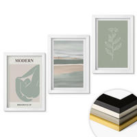 WANDBILDER 3er-Set - 20x30 cm Weißer Rahmen - Abstrakte pastellfarbene Pflanzenformen - Weiß, Kunststoff (20/30cm) - ArtPrintCave