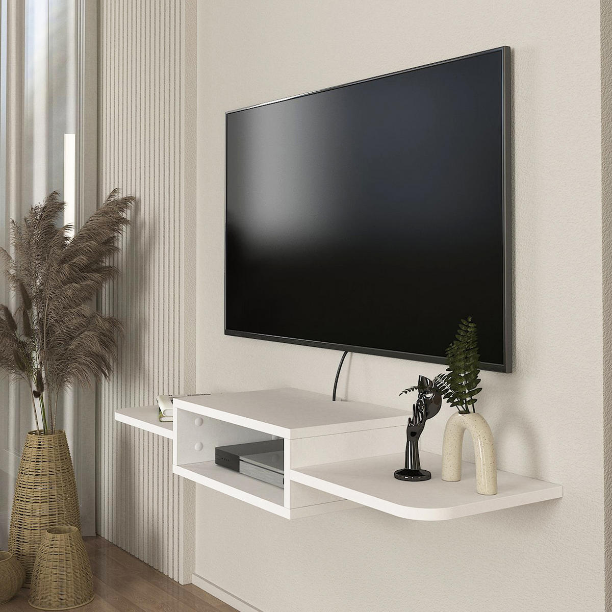 NÍZKÁ SKŘÍŇKA Tar - bílá, kompozitní dřevo (115/15.5/15.5cm) - [en.casa]