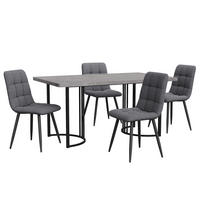 ESSGRUPPE DE-38991 140/80 cm Tisch mit 4 Stühlen Grau - Grau, Holzwerkstoff (140/75/80cm) - ComfortXL