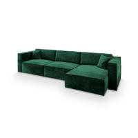 ECKSOFA TOLMO M Grün Velours-Stoff mit Schlaffunktion - Grün, Holz (347/148cm) - MASSENO