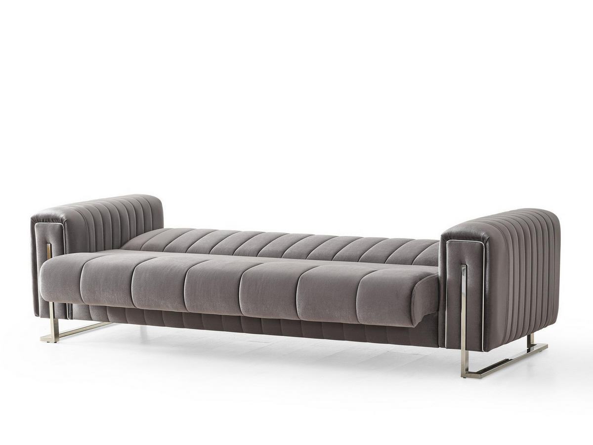 SITZGARNITUR Kochi, Grau Stellvariante 3+3+1 - Grau, Holzwerkstoff/Metall (243/85/95cm)