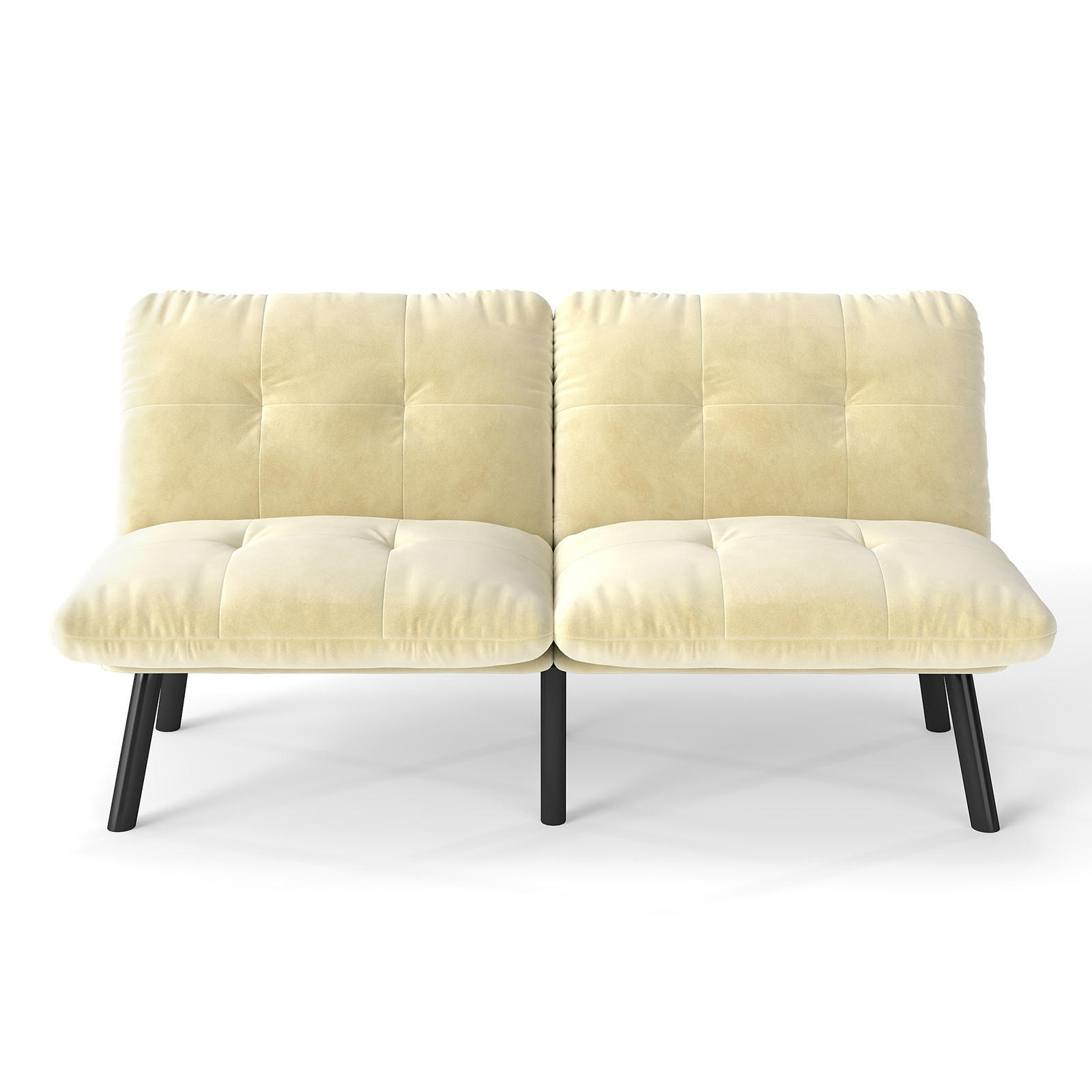2-SITZER SCHLAFSOFA Samt Creme mit Schlaffunktion - Creme, Textil/Metall (160/78/81cm) - WISHDOR