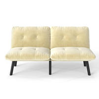 2-SITZER SCHLAFSOFA Samt Creme mit Schlaffunktion - Creme, Textil/Metall (160/78/81cm) - WISHDOR