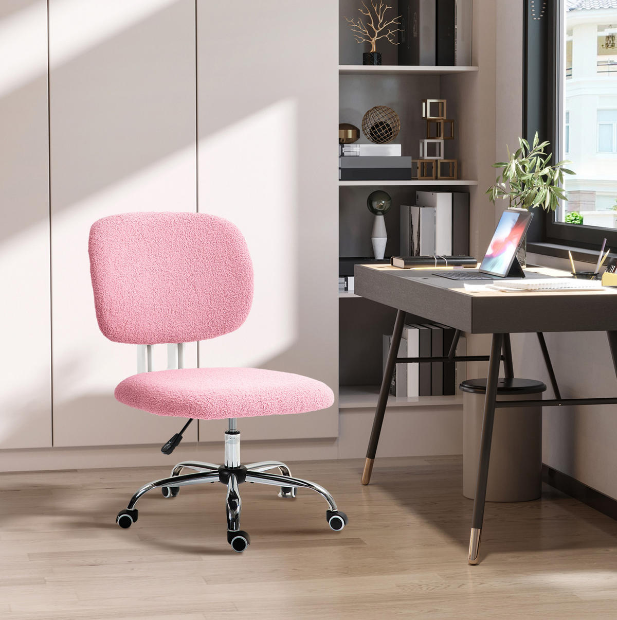 BÜROSTUHL höhenverstellbar 48 x 53 x 80-90 cm Polyester Pink - Pink, Kunststoff (53/90/48cm) - Meubliv
