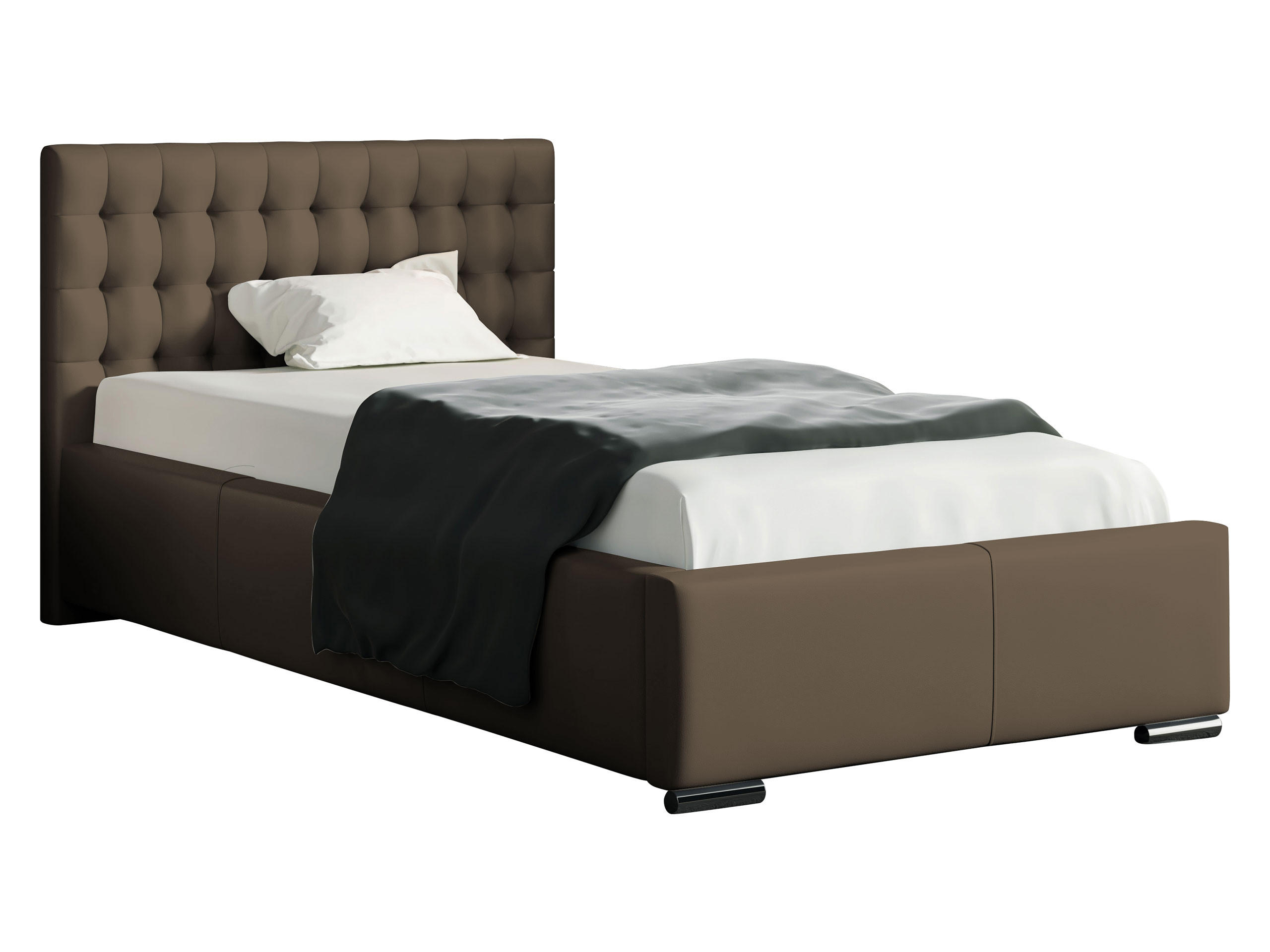 POLSTERBETT Porto Mini - Braun, Holz (90/200cm) - MIRJAN24