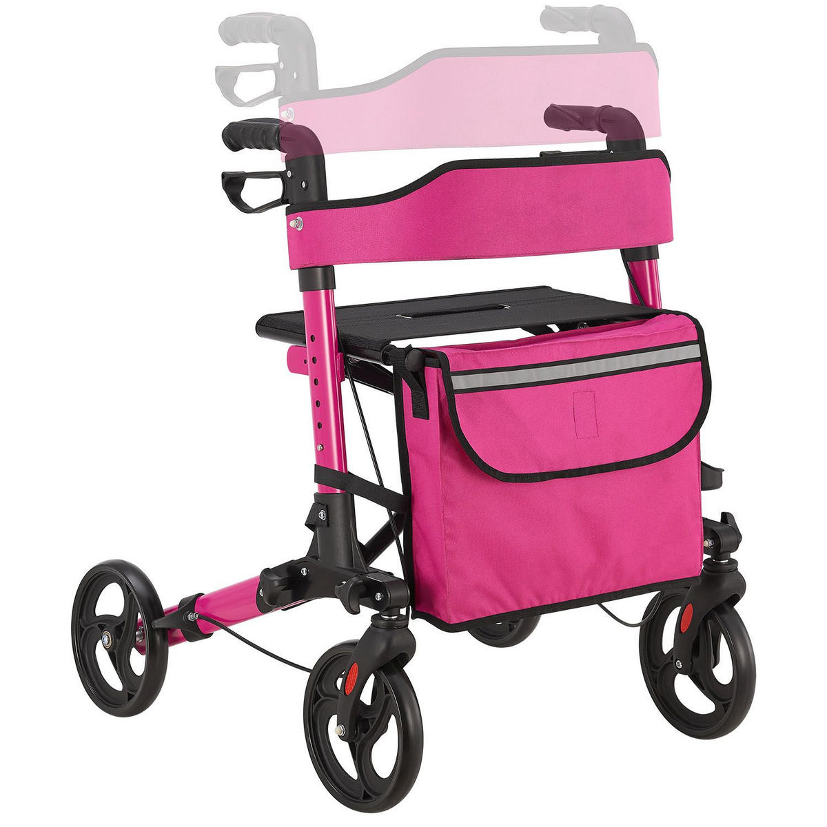 ROLLATOR Vital lila klappbar mit Sitzfläche & Einkaufstasche - Lila, Metall (63/80/68cm) - Juskys