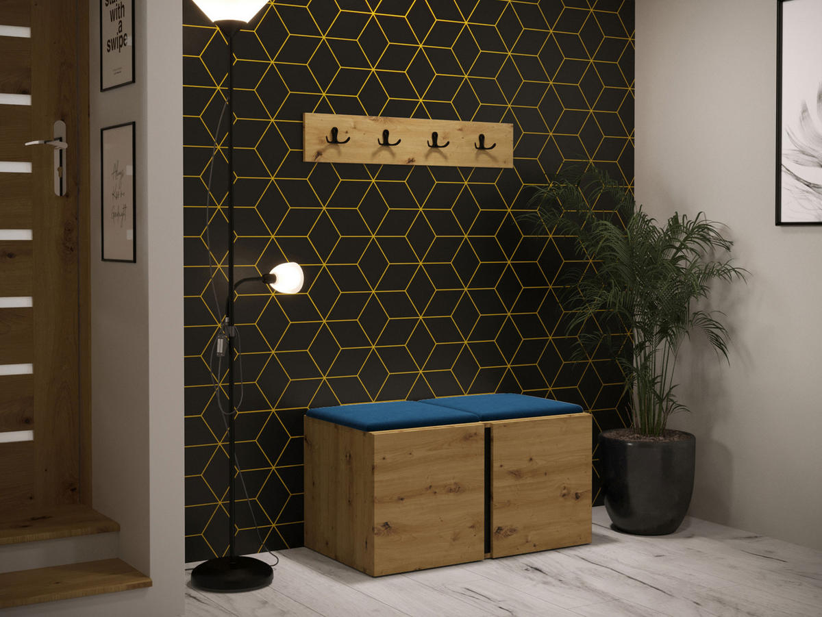 GARDEROBEN-SET Orion VI - Blau/Eiche Artisan, Holzwerkstoff/Kunststoff (84/42/46cm) - MIRJAN24