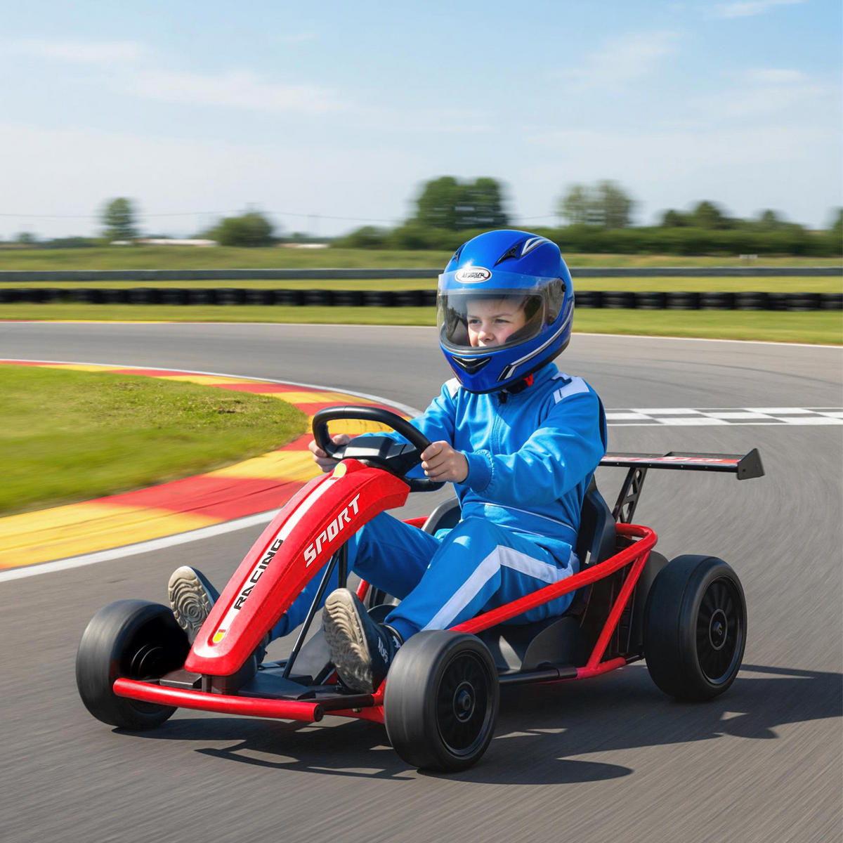 KINDER-ELEKTRO-GOKART 24 V 6-13km/h mit Musik und Hupe - Rot, Kunststoff (119/77/54cm) - AIYAPLAY