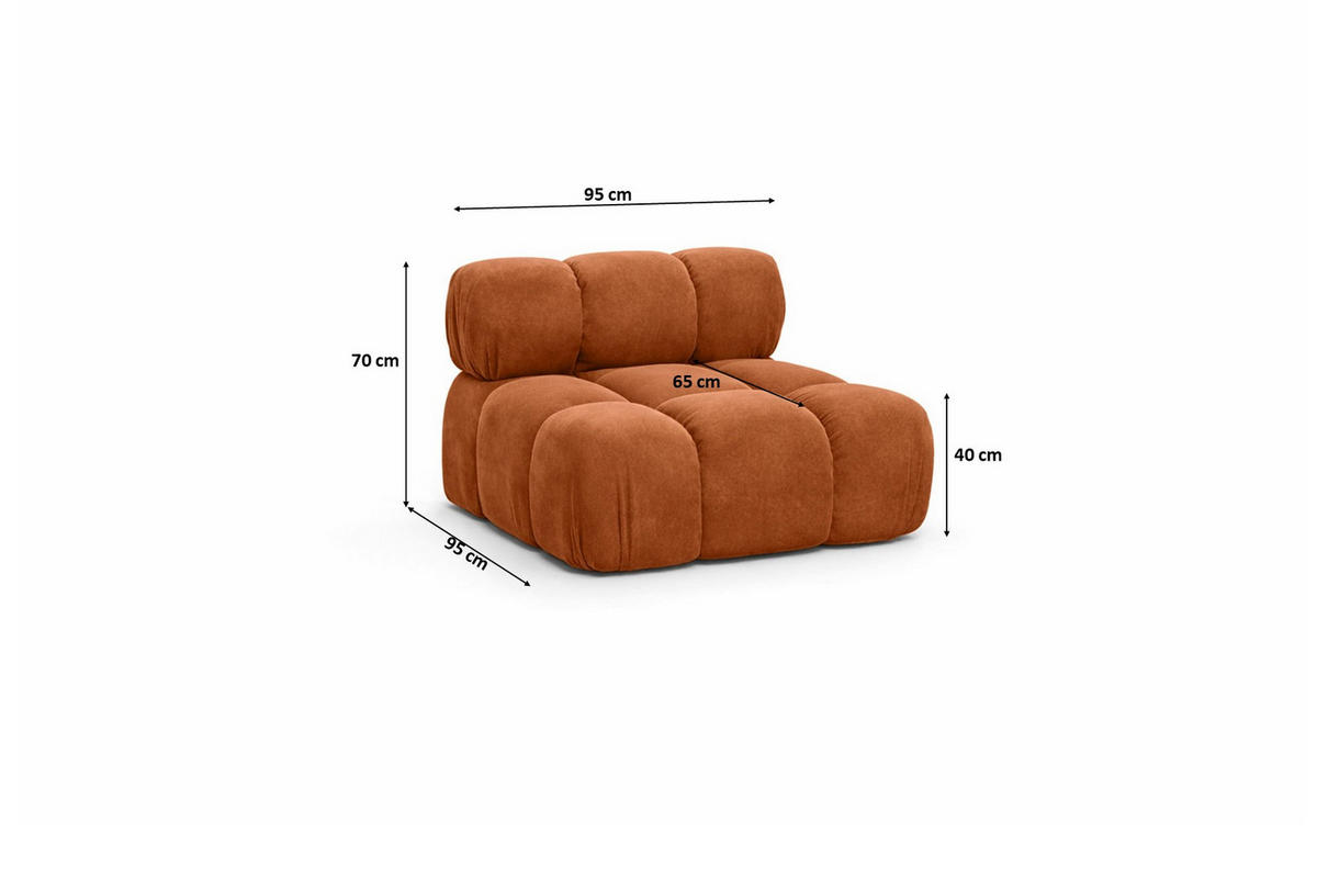 MODUL Mittig, Für Modulares System, Stoff Salvador, Braun, Selia - Braun, Holz (95/70/95cm) - Kaiser Möbel