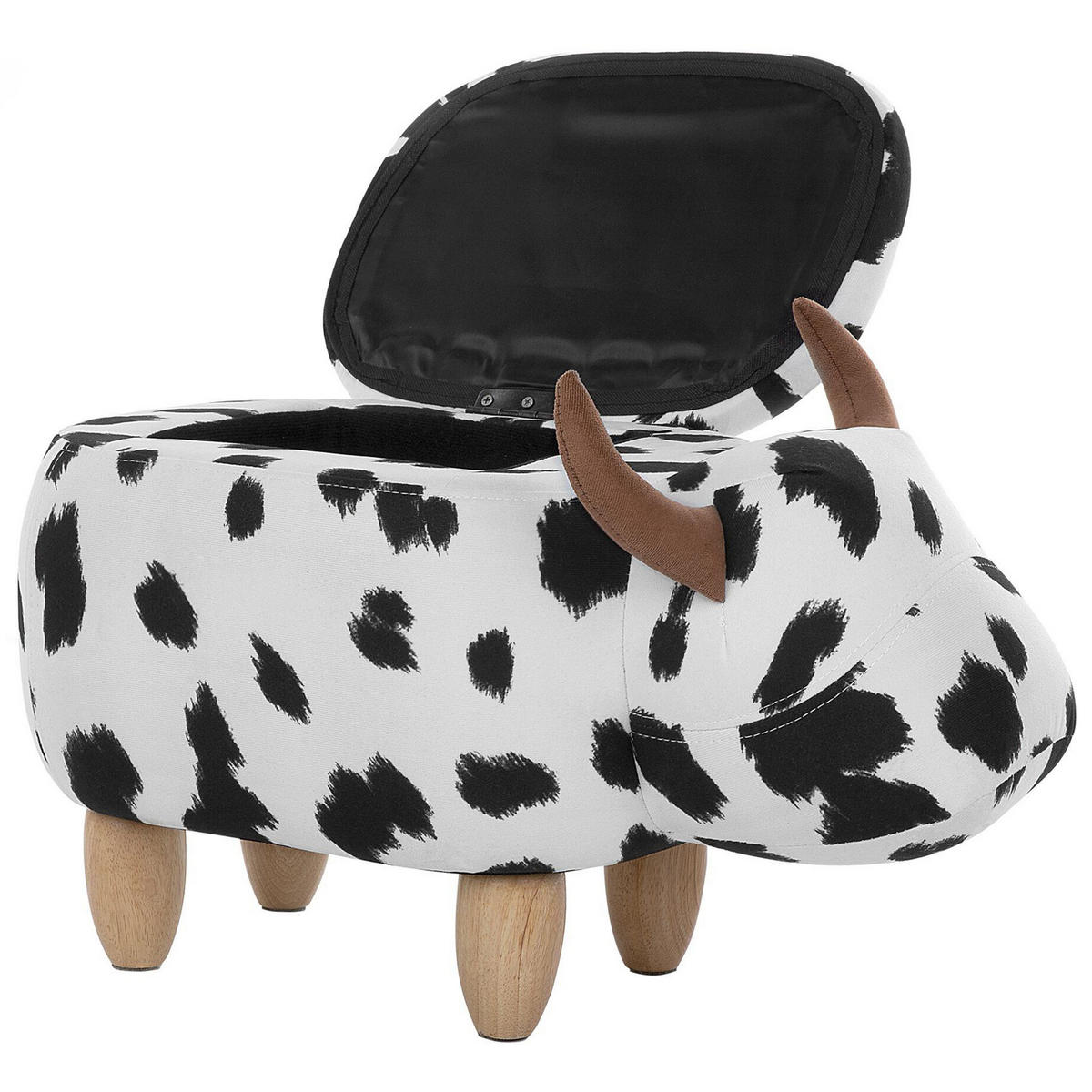 HOCKER Cow 32/60/35 cm - Schwarz, Kunststoff/Textil (60/35/32cm) - Beliani
