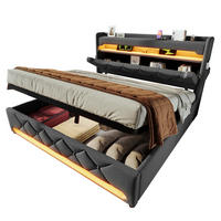 POLSTERBETT 180/200 cm grau mit Stauraum und USB-Anschlüssen - Grau, Textil (180/200cm) - OKWISH